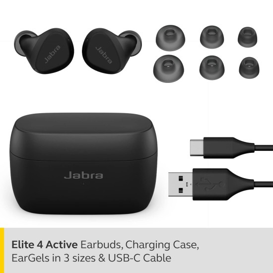 Jabra Elite 4 Active in-Ear Bluetooth Earbuds – True Wireless Ear Buds with Secure Active Fit, 4 Built-in Microphones, Active Noise Cancellation and Adjustable HearThrough Technology with mic (Open Box) - Image 2