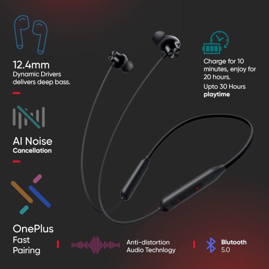 OnePlus Bullets Z2 Bluetooth Wireless in Ear Earphones with Mic, Bombastic Bass – 12.4 Mm Drivers, 10 Mins Charge – 20 Hrs Music, 30 Hrs Battery Life - Image 8