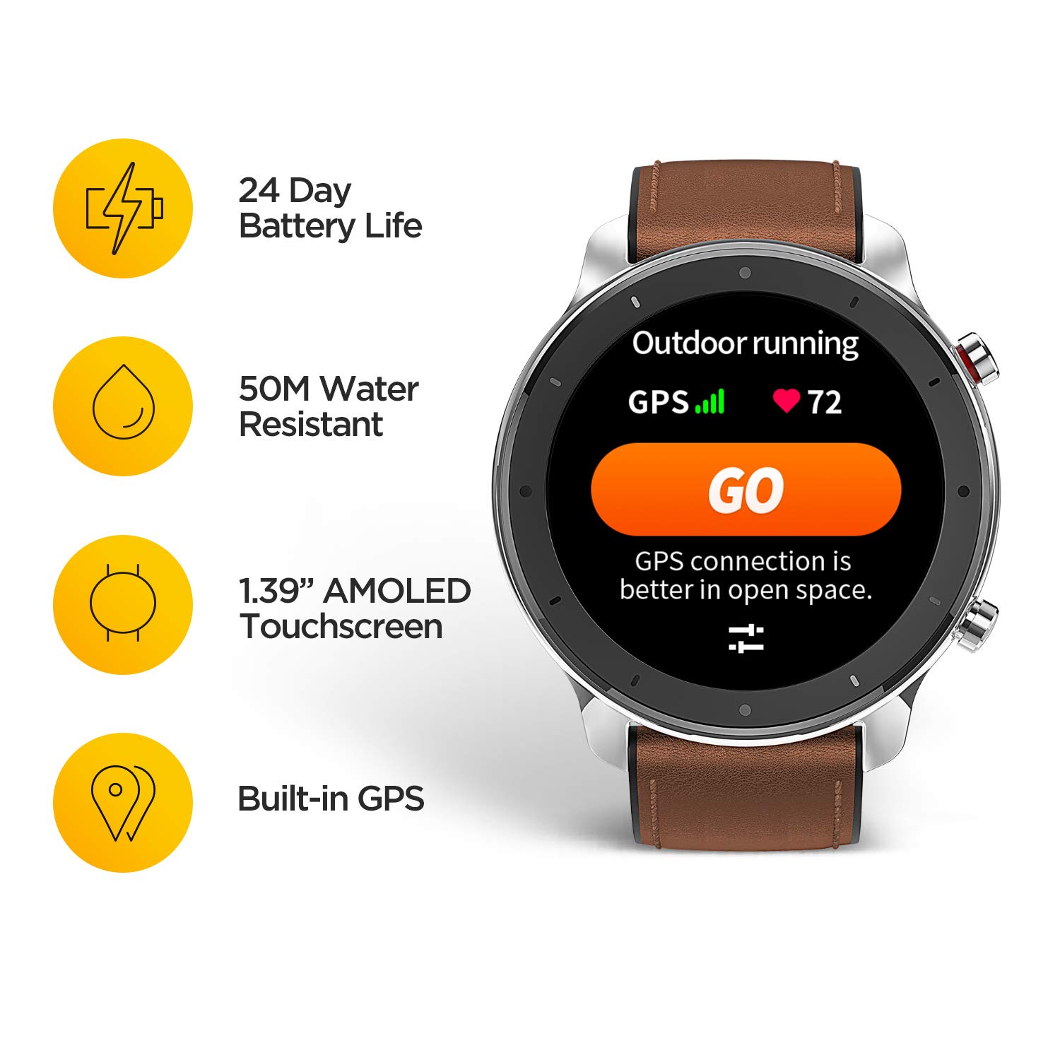 Amazfit GTR Aluminium Alloy (47mm) Smart Watch with 1.39″(33.9cm) AMOLED Display, Built-in GPS, 24-Days Battery Life, 12 Sports Modes, 5ATM Waterproof - Image 4