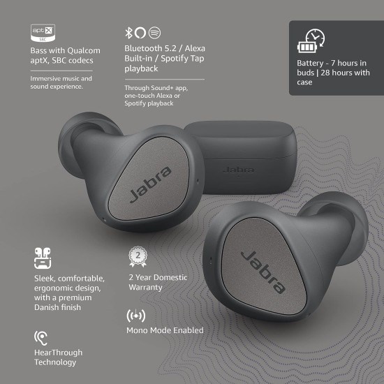 Jabra Elite 3 in Ear Bluetooth Truly Wireless in Ear Earbuds, Noise Isolating with mic for Clear Calls, Rich Bass, Customizable Sound, Mono Mode (Open Box) - Image 3
